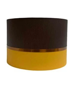 Abat-jours Abat-jour Chevet Bicolore Jaune Et Chocolat Ø 25 X H 18 -Boutique Belamp abat jour chevet bicolore jaune et chocolat oe 25 x h 18 2