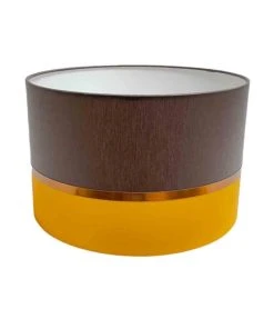 Abat-jours Abat-jour Chevet Bicolore Jaune Et Chocolat Ø 25 X H 18