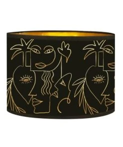 Abat-jours Abat-jour Lampadaire Doré Imprimé Noir Et Or Boho Ø 40 X H 25 -Boutique Belamp abat jour chevet dore imprime noir et or boho oe 25 x h 18 goldy