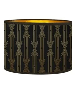 Abat-jours Abat-jour Lampadaire Doré Imprimé Noir Et Or Lazarre Ø 40 X H 25 -Boutique Belamp abat jour chevet dore imprime noir et or lazarre oe 25 x h 18 goldy
