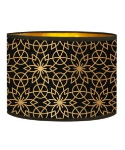 Abat-jours Abat-jour Chevet Doré Imprimé Noir Et Or Rosace Ø 25 X H 18