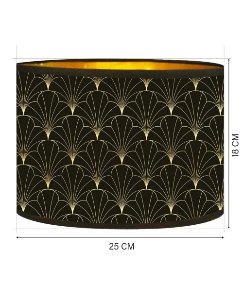 Abat-jours Abat-jour Chevet Doré Imprimé Noir Flora Ø 25 X H 18 3 Abat-jours Abat-jour Chevet Doré Imprimé Noir Flora Ø 25 X H 18 – Image 3