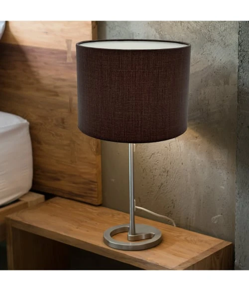 Abat-jours Abat-jour Chevet Effet Lin Chocolat Ø 20 X H 15 2 Abat-jours Abat-jour Chevet Effet Lin Chocolat Ø 20 X H 15 – Image 2