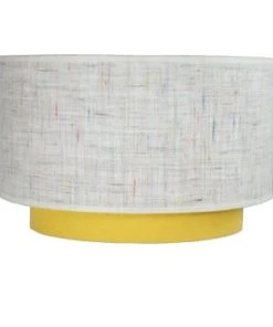 Ambiances & Toiles Abat-jour Cylindrique Lin Naturel Et Fils Multicolores/bandeau Rose -Boutique Belamp abat jour cylindrique lin naturel et fils multicolores bandeau jaune