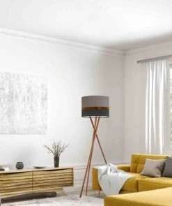 Boutique Belamp -Boutique Belamp abat jour lampadaire bicolore gris fonce et gris moyen oe 45 x h 28 1