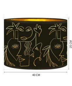 Abat-jours Abat-jour Lampadaire Doré Imprimé Noir Et Or Boho Ø 40 X H 25 -Boutique Belamp abat jour lampadaire dore imprime noir et or boho oe 40 x h 25 2