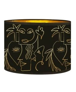 Abat-jours Abat-jour Lampadaire Doré Imprimé Noir Et Or Boho Ø 40 X H 25