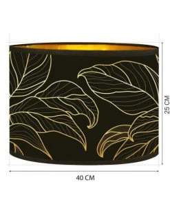Abat-jours Abat-jour Lampadaire Doré Imprimé Noir Et Or Feuille T 40 X H 25 -Boutique Belamp abat jour lampadaire dore imprime noir et or feuille t 40 x h 25 2