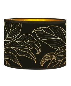 Abat-jours Abat-jour Lampadaire Doré Imprimé Noir Et Or Feuille T 40 X H 25