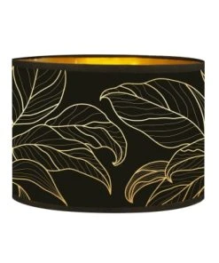 Abat-jours Abat-jour Lampadaire Doré Imprimé Noir Et Or Feuille T 40 X H 25 -Boutique Belamp abat jour lampadaire dore imprime noir et or feuille t 40 x h 25 goldy