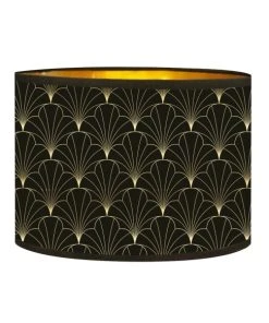 Abat-jours Abat-jour Lampadaire Doré Imprimé Noir Et Or Flora Ø 40 X H 25