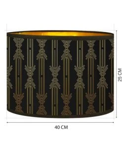 Abat-jours Abat-jour Lampadaire Doré Imprimé Noir Et Or Lazarre Ø 40 X H 25 -Boutique Belamp abat jour lampadaire dore imprime noir et or lazarre oe 40 x h 25 2