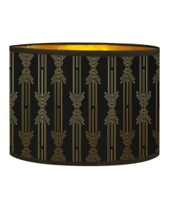 Abat-jours Abat-jour Lampadaire Doré Imprimé Noir Et Or Lazarre Ø 40 X H 25