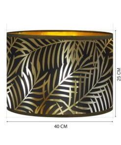 Abat-jours Abat-jour Lampadaire Doré Imprimé Noir Et Or Palmera Ø 40 X H 25 -Boutique Belamp abat jour lampadaire dore imprime noir et or palmera oe 40 x h 25 2