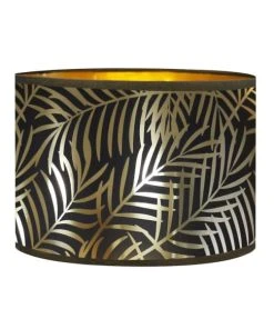 Abat-jours Abat-jour Lampadaire Doré Imprimé Noir Et Or Palmera Ø 40 X H 25