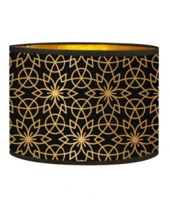 Abat-jours Abat-jour Chevet Doré Imprimé Noir Et Or Rosace Ø 25 X H 18 -Boutique Belamp abat jour lampadaire dore imprime noir et or rosace oe 40 x h 25 goldy