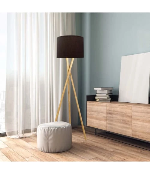 Abat-jours Abat-jour Lampadaire Effet Lin Chocolat Ø 35 X H 20 2 Abat-jours Abat-jour Lampadaire Effet Lin Chocolat Ø 35 X H 20 – Image 2