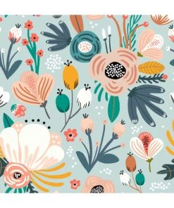 Abat-jours Abat-jour Lampadaire Enfant Floral Petit Bleu Ø 45 X H 25 -Boutique Belamp abat jour lampadaire enfant floral petit bleu oe 45 x h 25 2