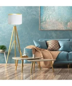 Boutique Belamp -Boutique Belamp abat jour rond blanc et or t 35 x h 30 1