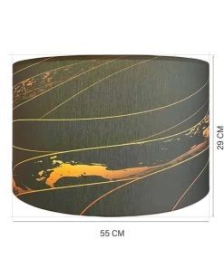 Abat-jours Abat-jour Rond Imprimé Linar Black L Ø 55 X H 29 -Boutique Belamp abat jour rond imprime linar black l oe 55 x h 29 2