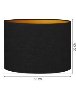 Abat-jours Abat-jour Rond Noir Et Cuivre T 35 X H 30 -Boutique Belamp abat jour rond noir et cuivre t 35 x h 30 2