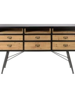 Zago Bahut En Sapin Massif Et Métal De Style Industriel