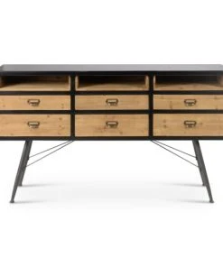 Zago Bahut En Sapin Massif Et Métal De Style Industriel -Boutique Belamp bahut en sapin massif et metal de style industriel 4