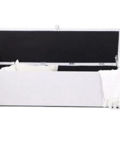 HOMIFAB Banc Coffre En Tissu Gris Clair 140 Cm -Boutique Belamp banc coffre en tissu gris clair 140 cm 2