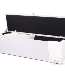 HOMIFAB Banc Coffre En Tissu Gris Clair 140 Cm -Boutique Belamp banc coffre en tissu gris clair 140 cm 3
