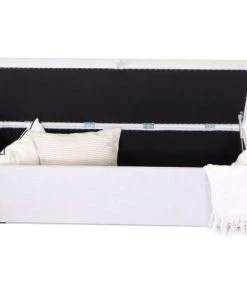 HOMIFAB Banc Coffre En Tissu Gris Clair 140 Cm -Boutique Belamp banc coffre en tissu gris clair 140 cm 4