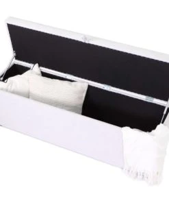 HOMIFAB Banc Coffre En Tissu Gris Clair 140 Cm -Boutique Belamp banc coffre en tissu gris clair 140 cm 5