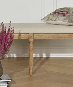 Robin Des Bois Banc Ou Bout De Lit En Bois Et Lin L 130 Cm -Boutique Belamp banc ou bout de lit en bois et lin l 130 cm 3