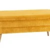 HELLIN Banquette Coffre De Rangement En Velours Côtelé Et Pieds En Bois
