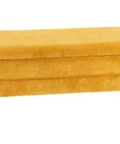 HELLIN Banquette Coffre De Rangement En Velours Côtelé Et Pieds En Bois