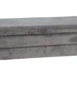 HELLIN Banquette Coffre De Rangement En Velours Côtelé Et Pieds En Bois