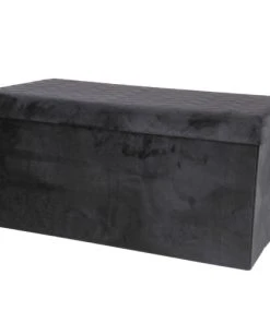 Urban Living Banquette Coffre De Rangement Velours Noir - 76x37.5x37.5cm