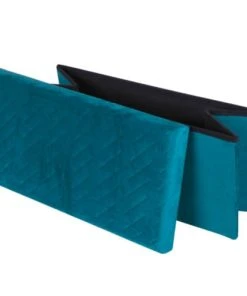 Urban Living Banquette Coffre De Rangement Velours Vert - 76x37.5x37.5cm -Boutique Belamp banquette coffre de rangement velours vert 76x37 5x37 5cm 3
