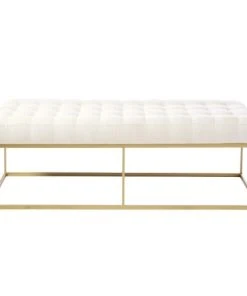 Maisons Du Monde Bout De Lit Capitonné Beige Et Métal Coloris Laiton