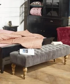 Robin Des Bois Bout De Lit Capitonné En Chêne L 150 Cm Gris Rhino -Boutique Belamp bout de lit capitonne en chene l 150 cm gris rhino 2