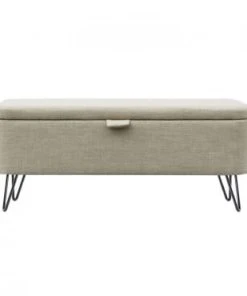 Usinestreet Bout De Lit POLY Avec Coffre De Rangement Et Pieds En Métal - Beige