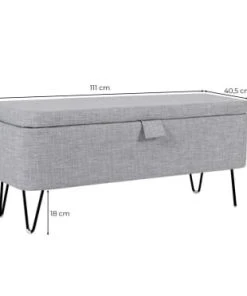 Usinestreet Bout De Lit POLY Avec Coffre De Rangement Et Pieds En Métal - Beige -Boutique Belamp bout de lit poly avec coffre de rangement et pieds en metal beige 5