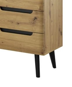 Petits Meubles Buffet 1 Porte 3 Tiroirs Naturel Et Noir -Boutique Belamp buffet 1 porte 3 tiroirs naturel et noir 2