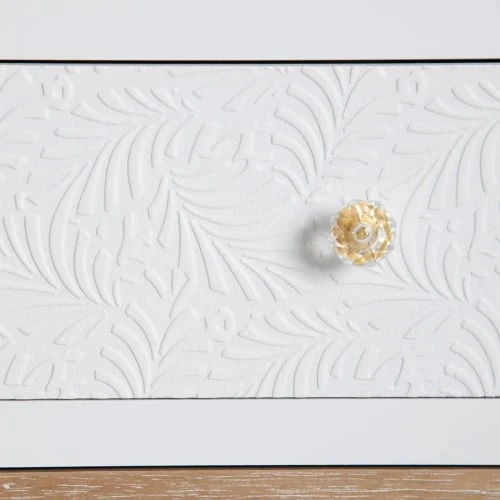 Altobuy Buffet 1 Porte 4 Tiroirs Bois Massif Et Motif Floral 4 Altobuy Buffet 1 Porte 4 Tiroirs Bois Massif Et Motif Floral – Image 4