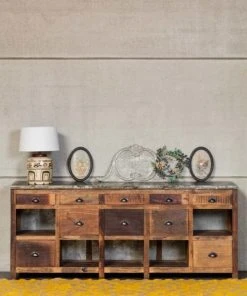 Chehoma Buffet 10 Tiroirs En Bois Marron -Boutique Belamp buffet 10 tiroirs en bois marron 2