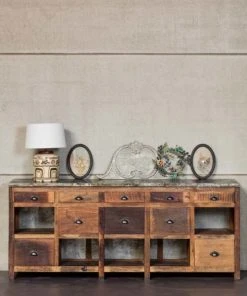 Chehoma Buffet 10 Tiroirs En Bois Marron -Boutique Belamp buffet 10 tiroirs en bois marron 3