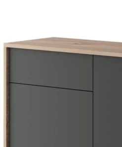 Petits Meubles Buffet 2 Portes 1 Tiroir Naturel Et Gris Anthracite Mat -Boutique Belamp buffet 2 portes 1 tiroir naturel et gris anthracite mat 2