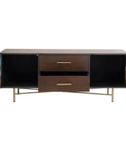 Kare Design Buffet 2 Portes 2 Tiroirs En Frêne, Acier Et Verre -Boutique Belamp buffet 2 portes 2 tiroirs en frene acier et verre 3