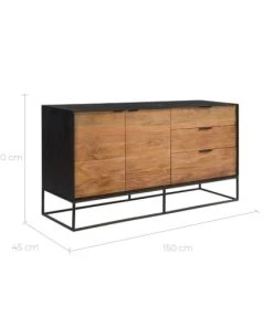 Rendez Vous Déco Buffet 2 Portes 3 Tiroirs En Bois D'acacia, Pieds En Métal -Boutique Belamp buffet 2 portes 3 tiroirs en bois d acacia pieds en metal 3