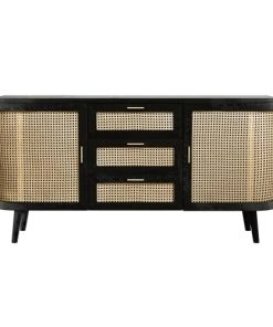 Rendez Vous Déco Buffet 2 Portes 3 Tiroirs En Bois De Manguier Et Cannage