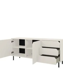 Tenzo Buffet 2 Portes 3 Tiroirs En Bois L177cm Blanc Cassé -Boutique Belamp buffet 2 portes 3 tiroirs en bois l177cm blanc casse 4